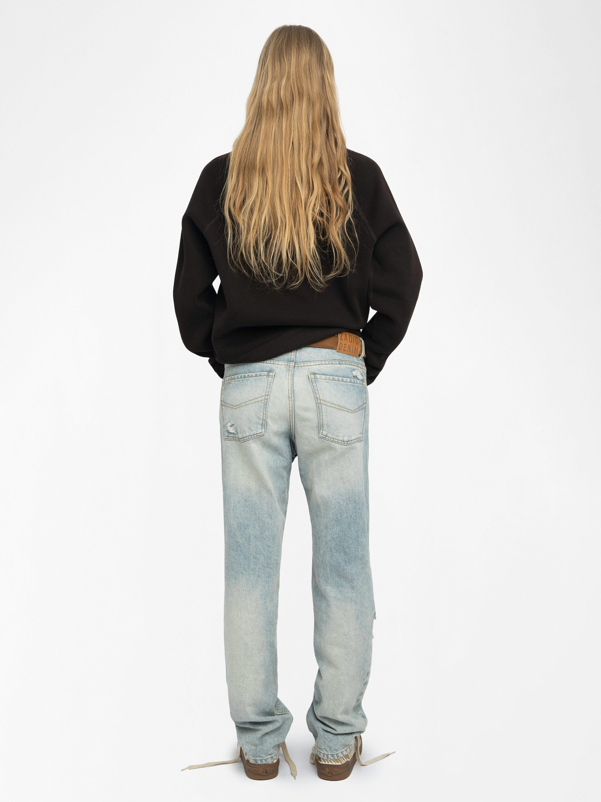 Upper Sweatshirt - Bold, effortless, and unapologetically Zadig. This chocolate brown sweatshirt is stamped with our signature ROCK 'N' ROLL manifesto and Rive Droite insignia in striking contrast print. A rebellious classic with a touch of Parisian edge—wear it your way, always.